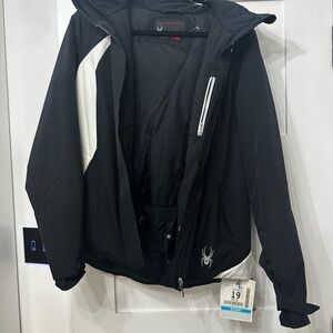 Black Ski and Snowboard Jacket with Hood and Water Resistant Material